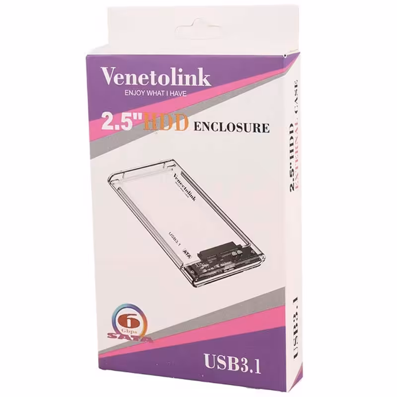 باکس هارد 2.5 اینچ شفاف USB3.1 ونتولینک Venetolink