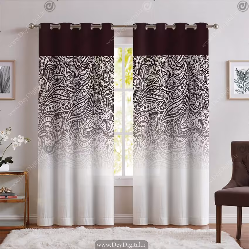 پرده چاپی ساده رنگ بادمجونی SA-2950