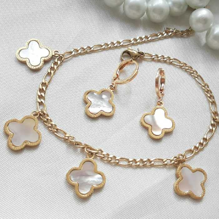 دستبند و گوشواره ون کلیف صدفی