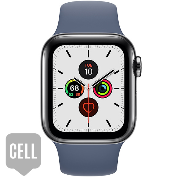 سری 5 استیل سلولار زنانه Space Black Stainless Steel Case with Alaskan Blue Sport Band - Hiapple.ir