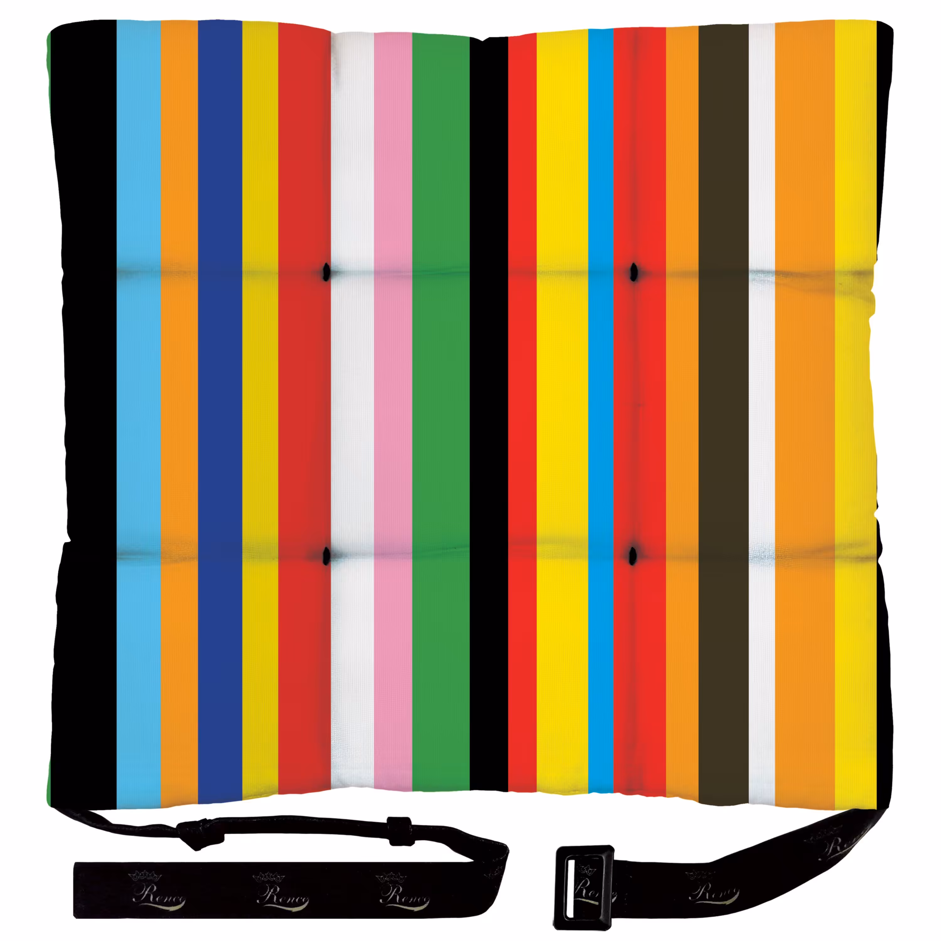 بالش و تشک صندلی مربع پارچه مخمل دو رو چاپ طرح راه راه سایز 38 در 38 مدل M1-87 شرکت رنس