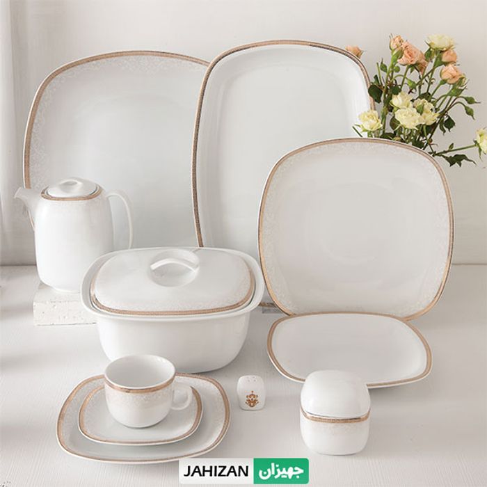 سرویس چینی زرین 98پارچه ریوا طلایی سری کواترو