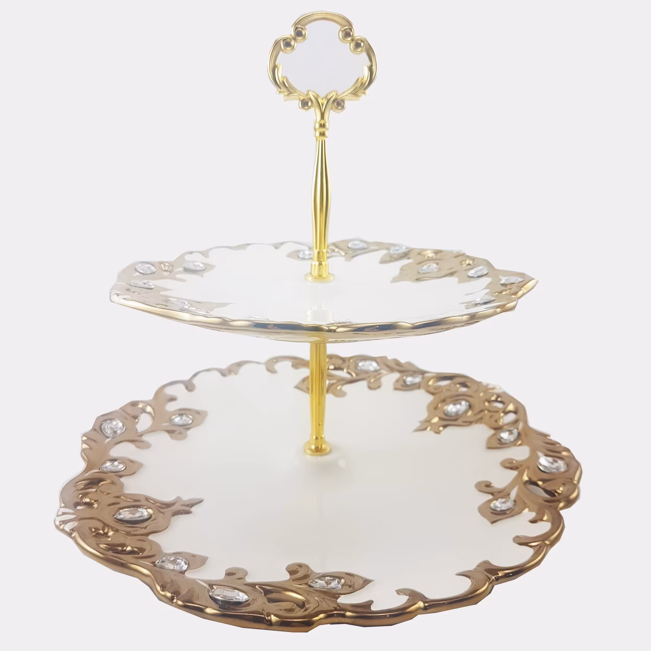 شیرینی خوری سرامیک طلایی یونیک دو طبقه کد 1673