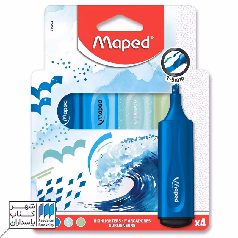 پک 4تایی هایلایتر متالیک طیف آبی مپد maped