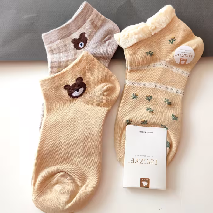 جوراب مچی وارداتی اریجینال نخ پنبه اعلا خرسی تدی فری سایز از 35 تا 41 