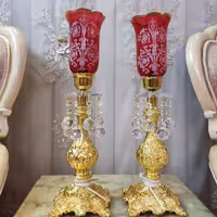 شمعدان گلدار پایه طلایی