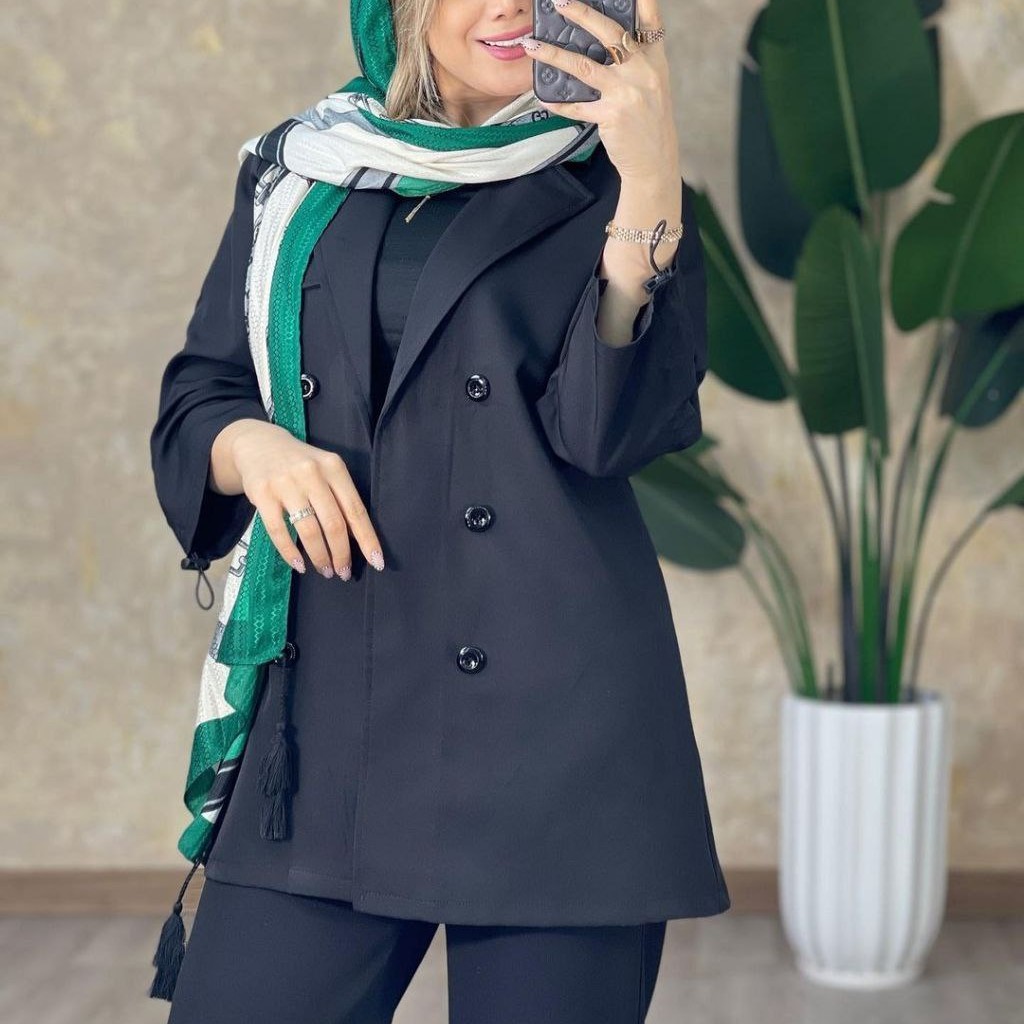 کت زنانه  طرح 6دکمه مدل صحرافری سایز36تا46 مشکی