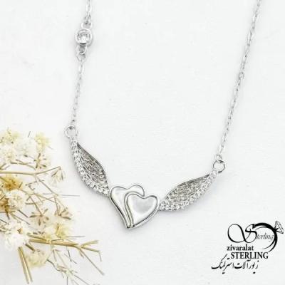 گردنبند نقره جواهری قلب دار کد 18077