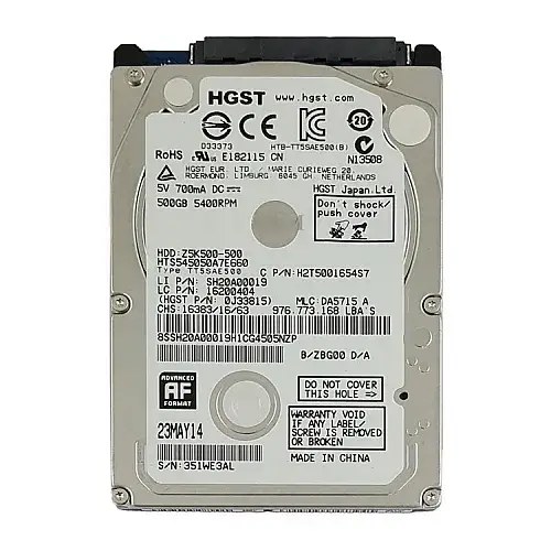 هارد HDD لپ تاپ 500 گیگابایت HGST Sata 5400RPM  شش ماه گارانتی