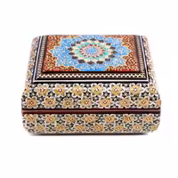 جعبه جواهرات خاتم کاری مدل زیرو رو گرد داخل خاتم تذهیب اعلا