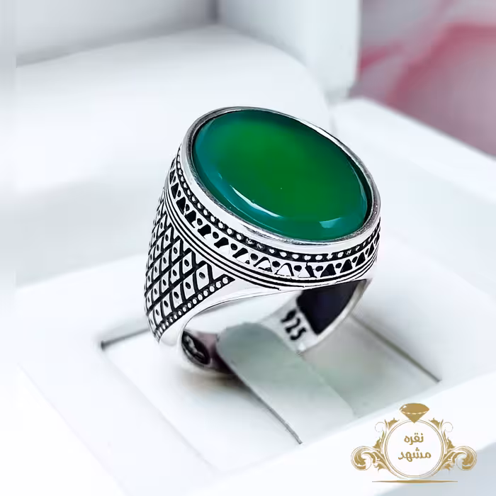 انگشتر عقیق سبز  اصلی (کد 1294)