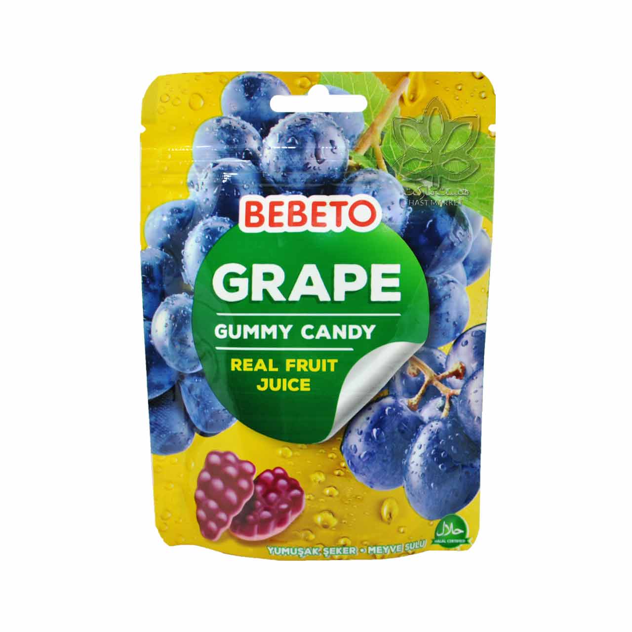 پاستیل طعم انگور با آبمیوه طبیعی 60 گرم ببتو - bebeto