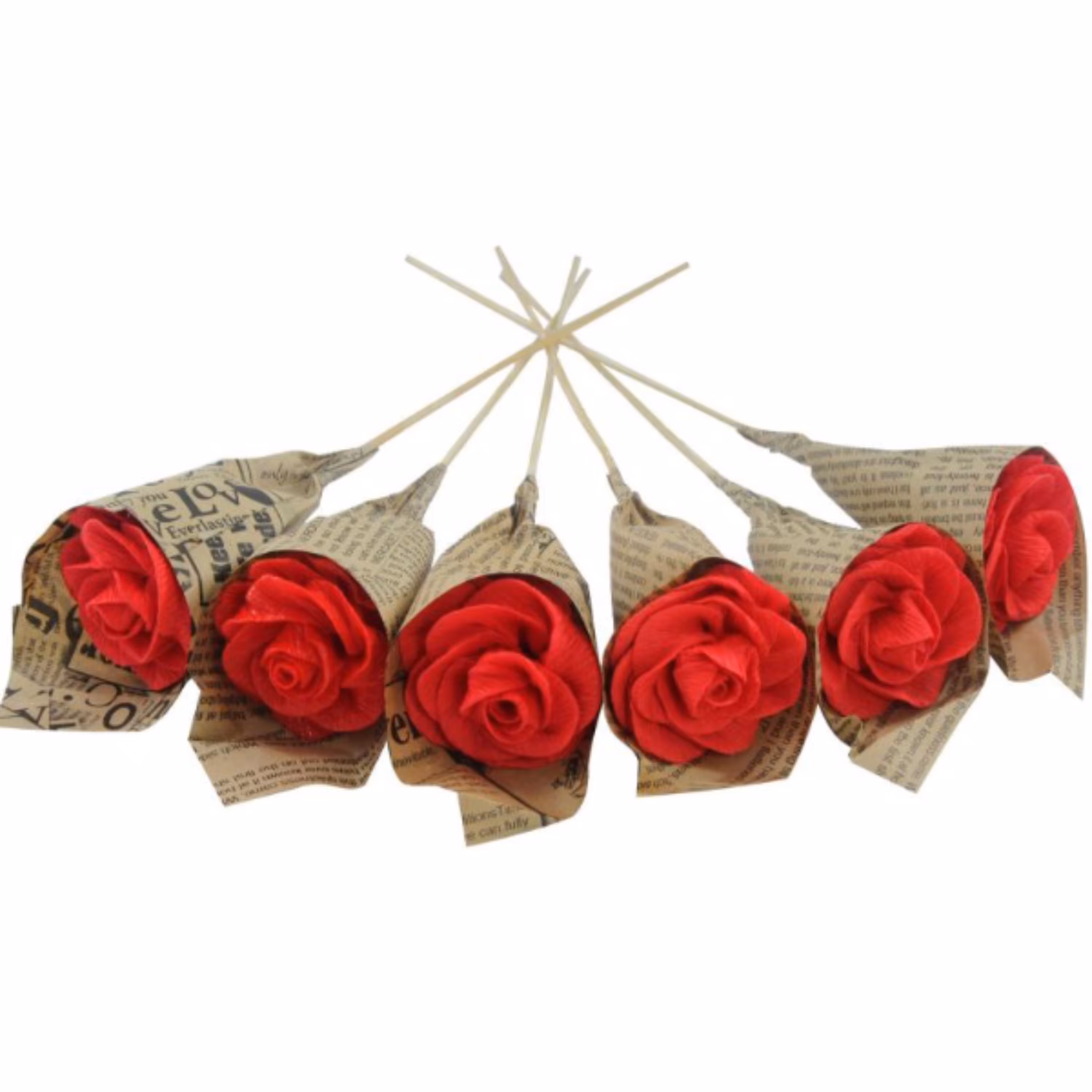 گل رز کادویی کاغذی بسته 10 عددی رنگ قرمز