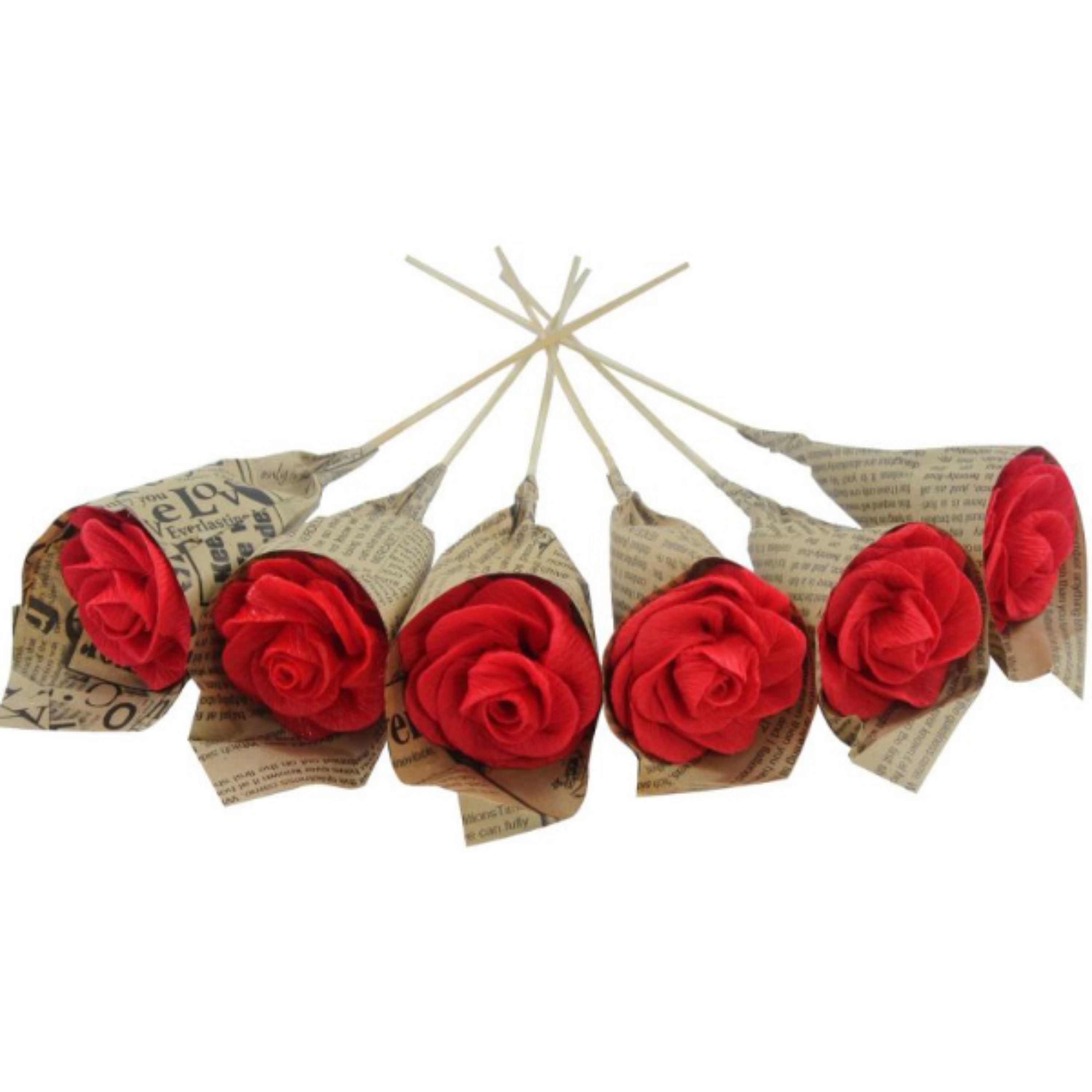 گل رز کادویی کاغذی بسته 10 عددی رنگ قرمز