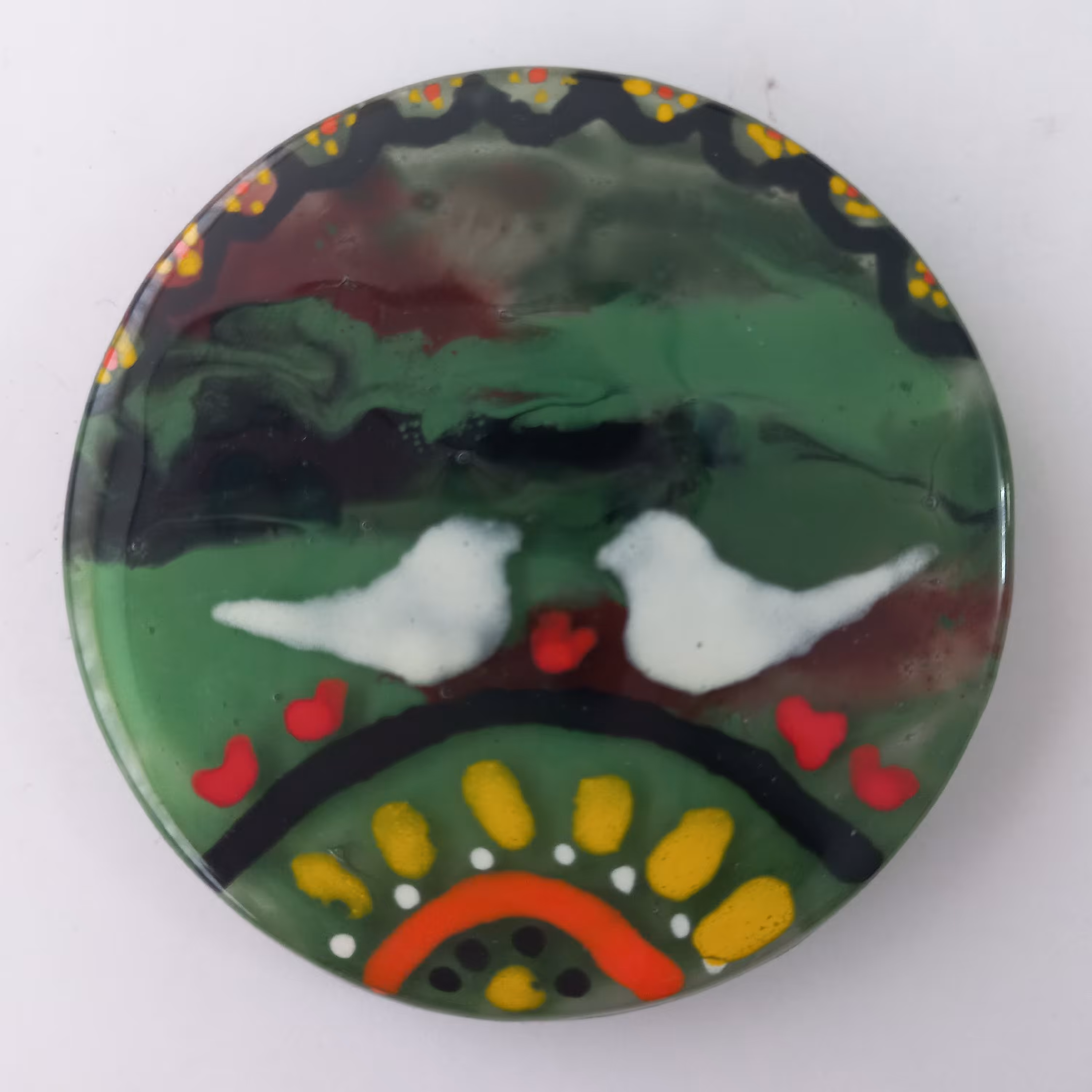 مگنت دستساز شیشه ای طرح  پرندگان عاشق از مجموعه طبیعت زیبا