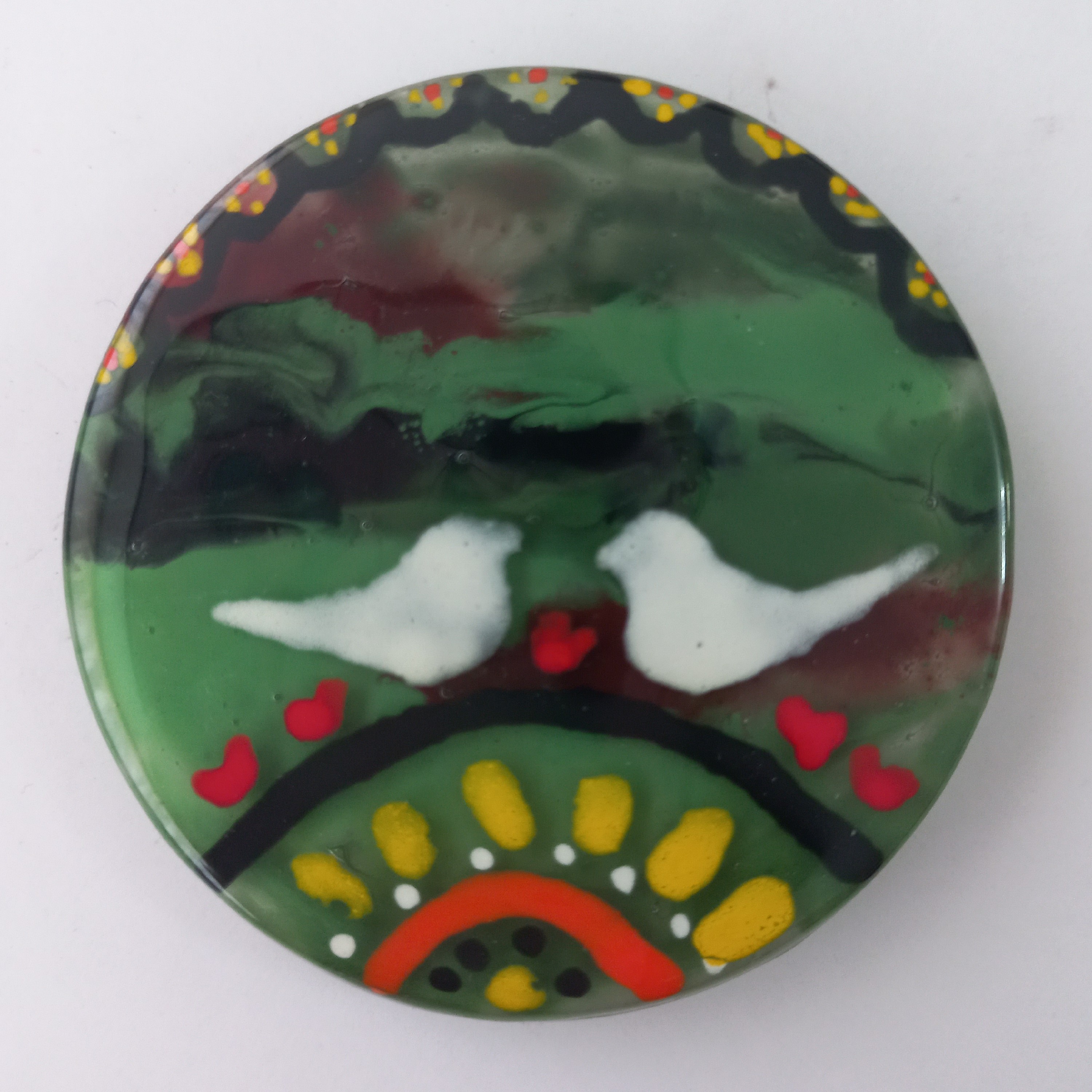 مگنت دستساز شیشه ای طرح  پرندگان عاشق از مجموعه طبیعت زیبا