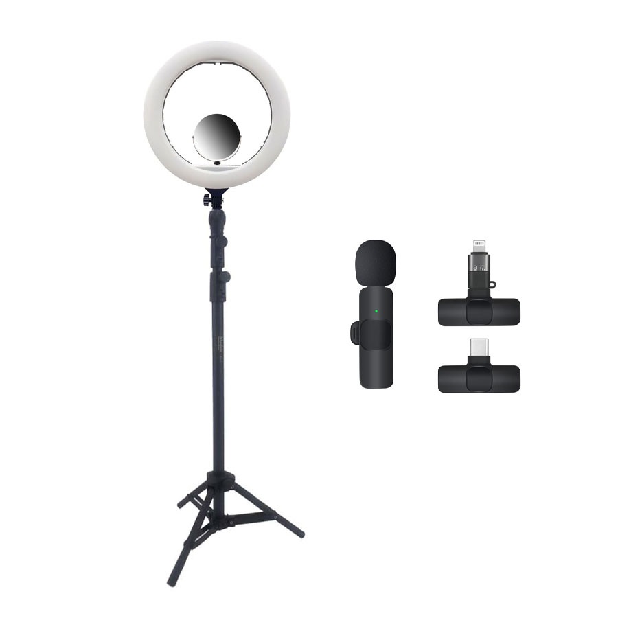 کیت تولید محتوا رینگ لایت YQ-420A به همراه آینه ، پایه G2 و میکروفون K8