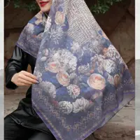 روسری نخی برند Mz دور دوخت اعلا با طرح و رنگ جذاب و قواره 120 و ارسال رایگان 