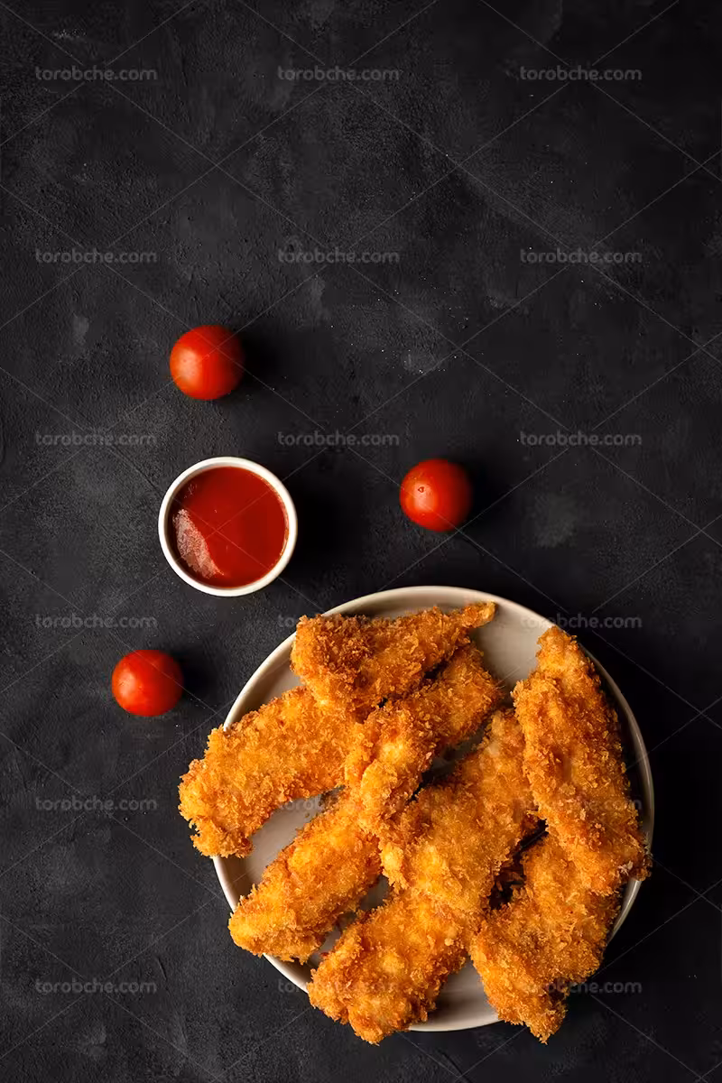 عکس سینه سرخ شده با سس کچاپ و گوجه فرنگی | گرافیک با طعم تربچه