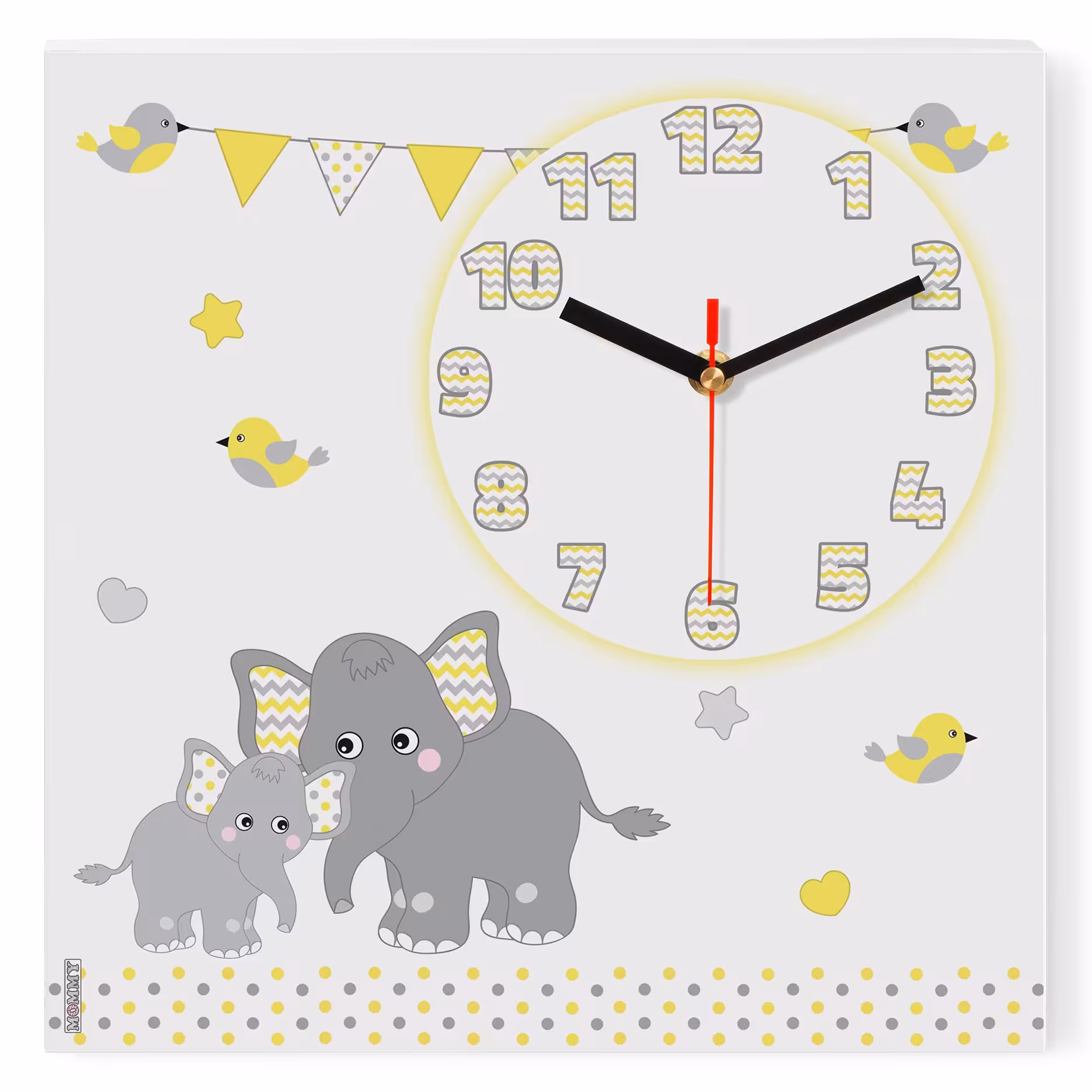 ساعت دیواری کودک MOMMY طرح فیل و پرچم کد 2023