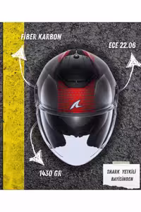 کلاه کاسکت موتورسیکلت قرمز Rs Jet Carbon نمادین نصف شارک Shark