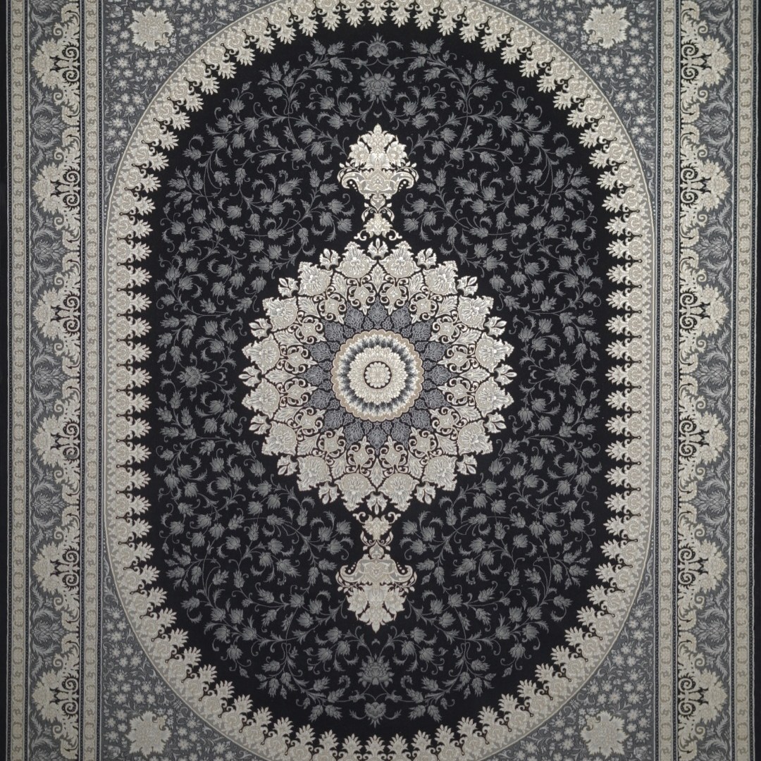 فرش 700 شانه  اکرولیک  12 متری  طرح آیسل سرمه ای