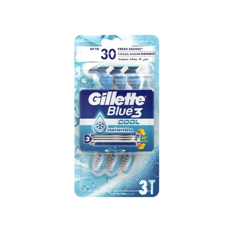 خودتراش 3 لبه مدل Blue 3 COOL ژیلت بسته 3 عددی