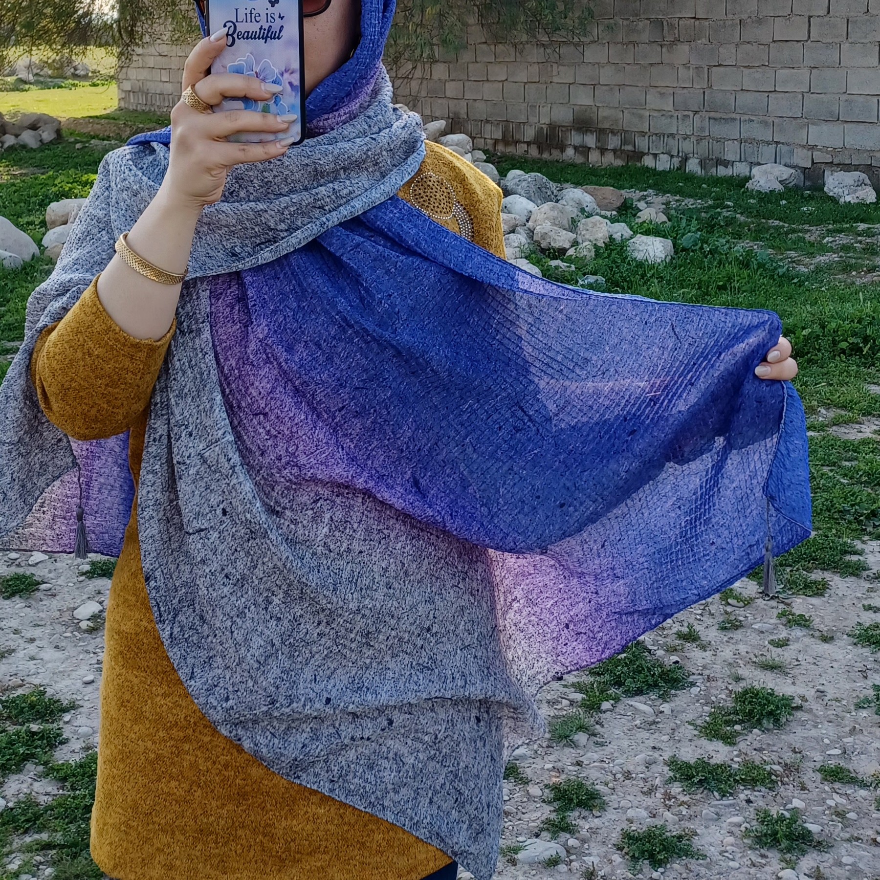 شال دورنگ پلیسه