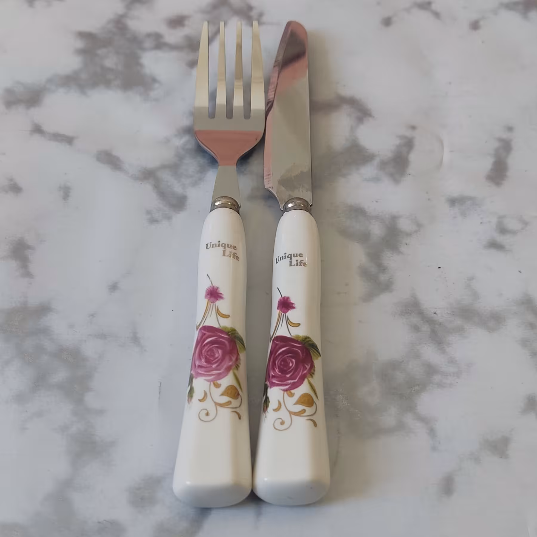 کارد و چنگال سرامیکی مارک یونیک لایف بسته 12 عددی 6عدد کارد و6 عدد چنگال میوه خوری 