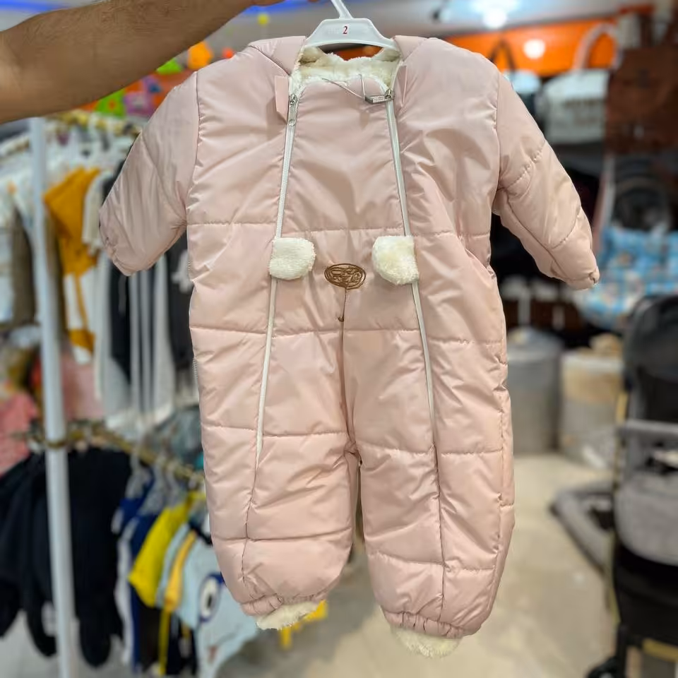 کاپشن سرهمی نوزادی ضد آب طرح خرس