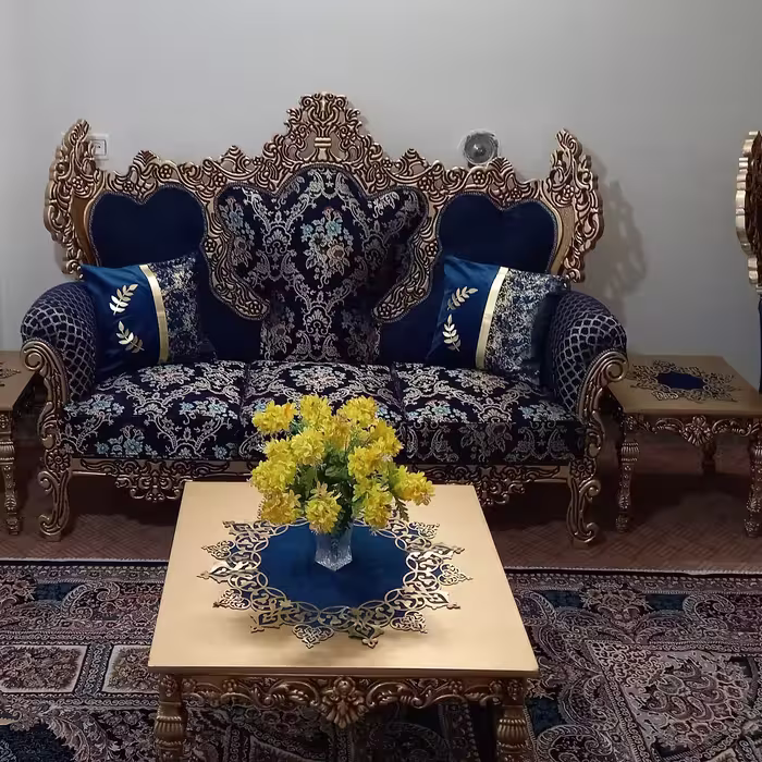 مبل 7 نفره طرح سلطنتی مدل جام جنس پارچه های درجه یک 