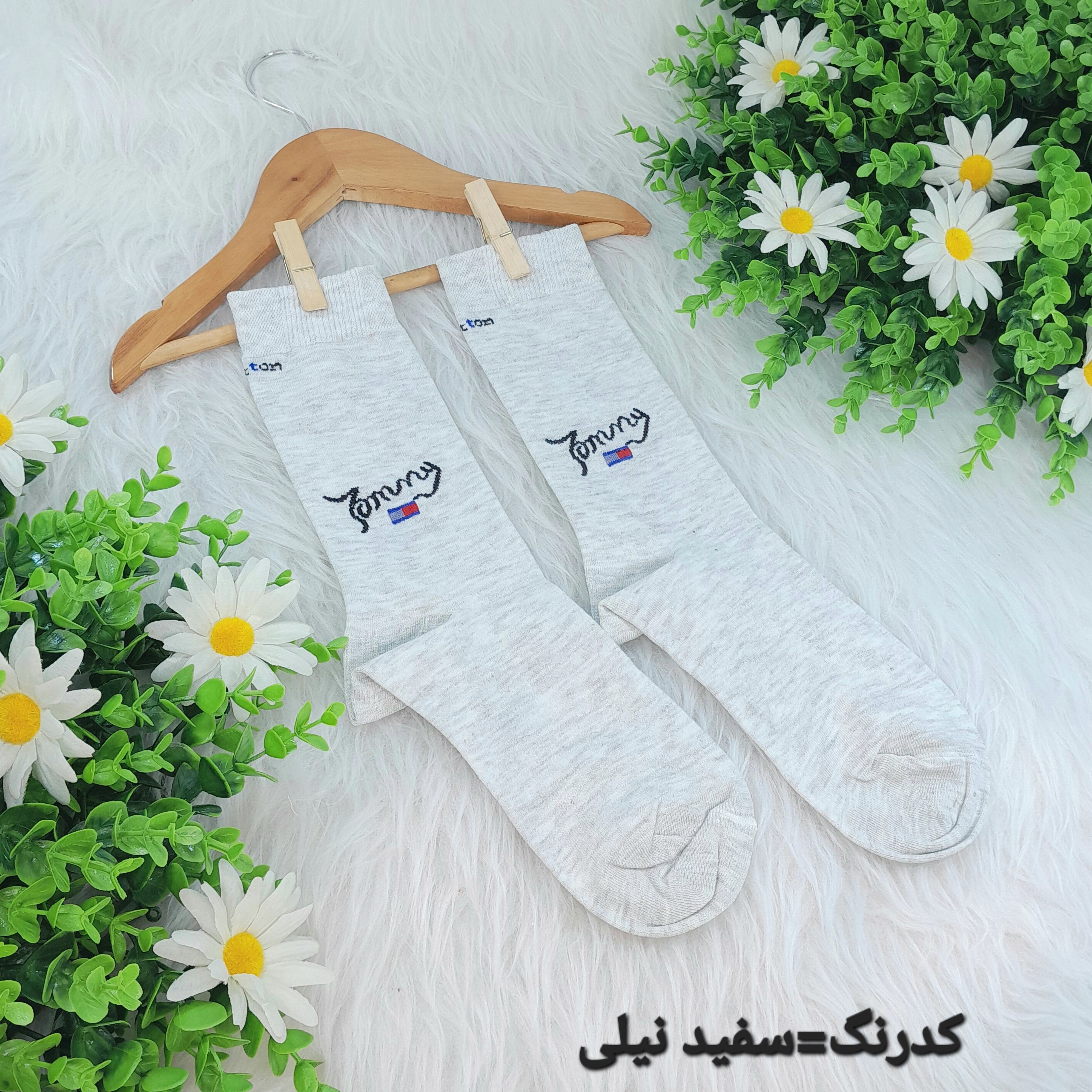 جوراب مردانه ساقبلند نانو40 درصد پنجه گیری نخ پنبه هندی طرح تامی قواره بزرگ 41تا45 فریسایز