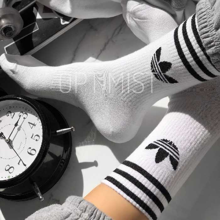جوراب کش انگلیسی ساقدار اسپرت طرح آدیداس سه خط پنبه ای فری سایز
