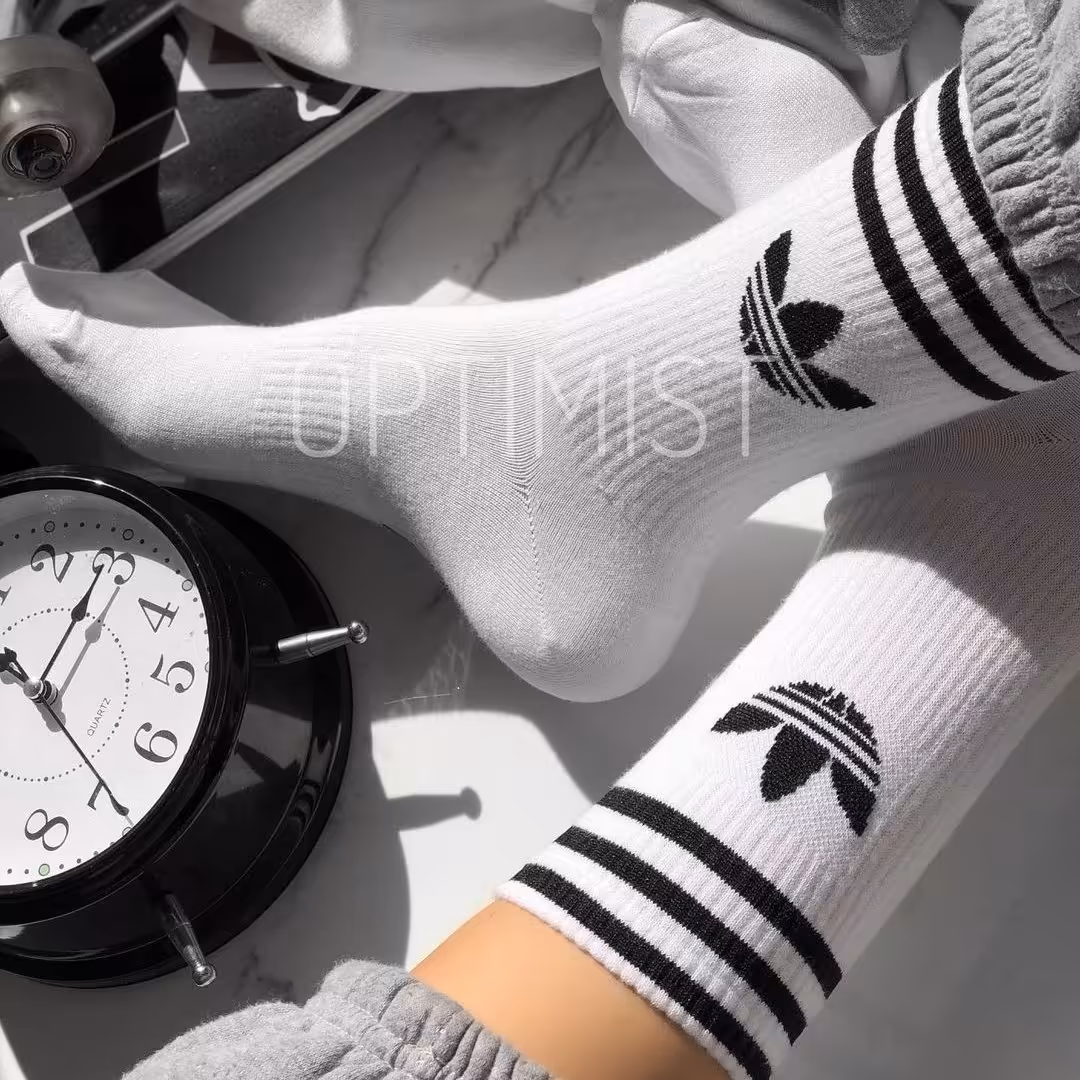 جوراب کش انگلیسی ساقدار اسپرت طرح آدیداس سه خط پنبه ای فری سایز