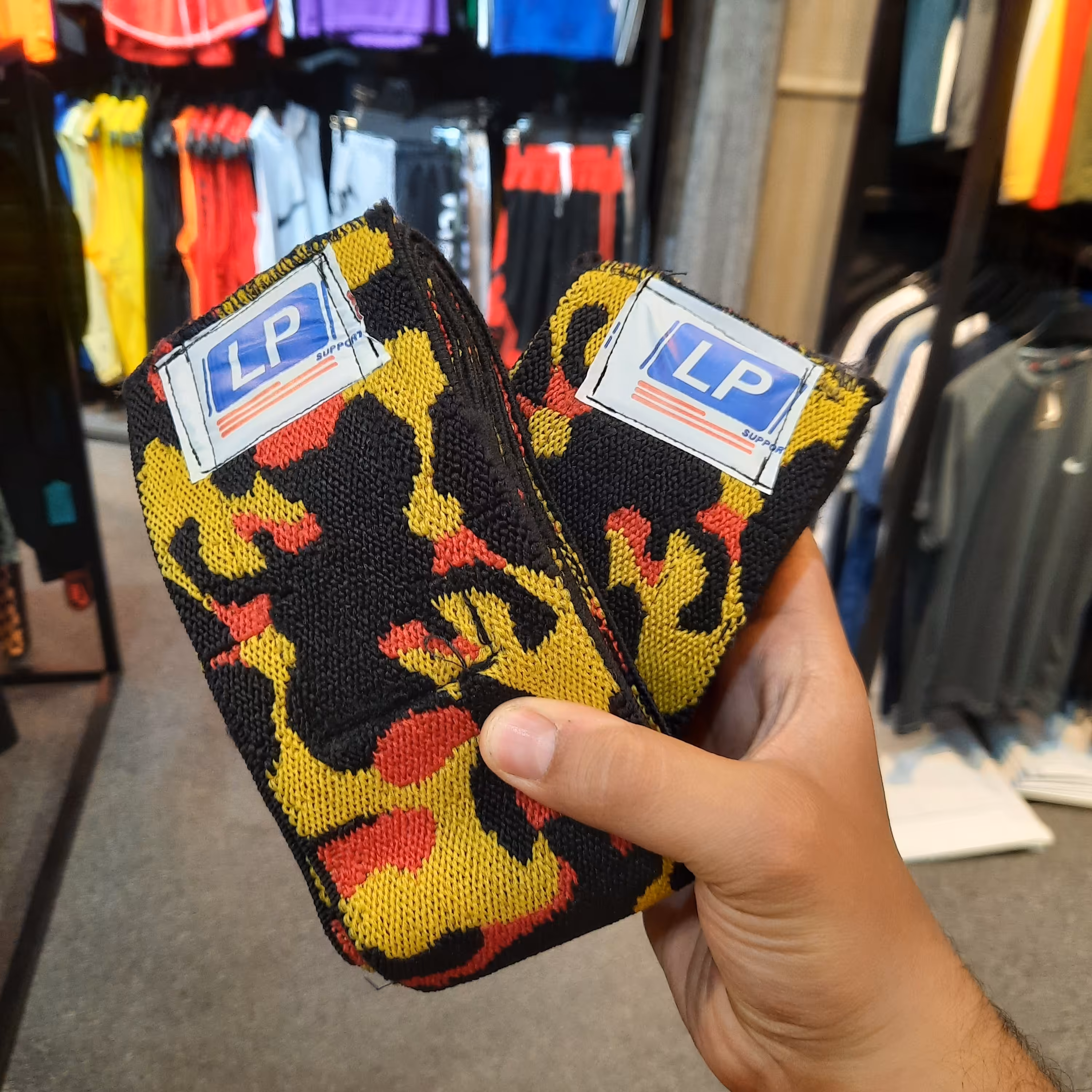 زانوبند اسکاتی  160 سانتی برندLP رنگ زرد چریکی لباس بدنسازی کاراکو