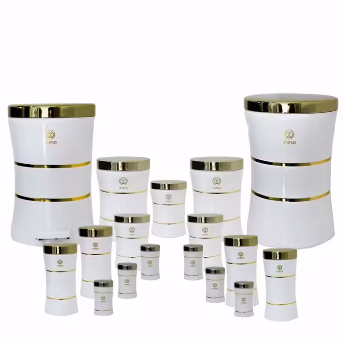 سرویس آشپزخانه 17 پارچه کلاسیک سفید با درب طلایی برند (اورانوس )