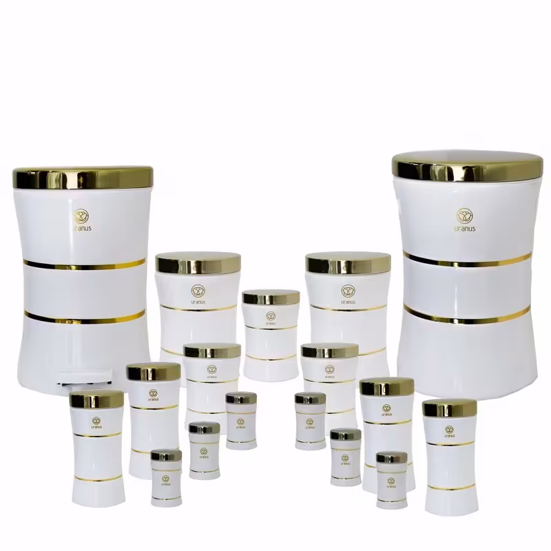 سرویس آشپزخانه 17 پارچه کلاسیک سفید با درب طلایی برند (اورانوس )