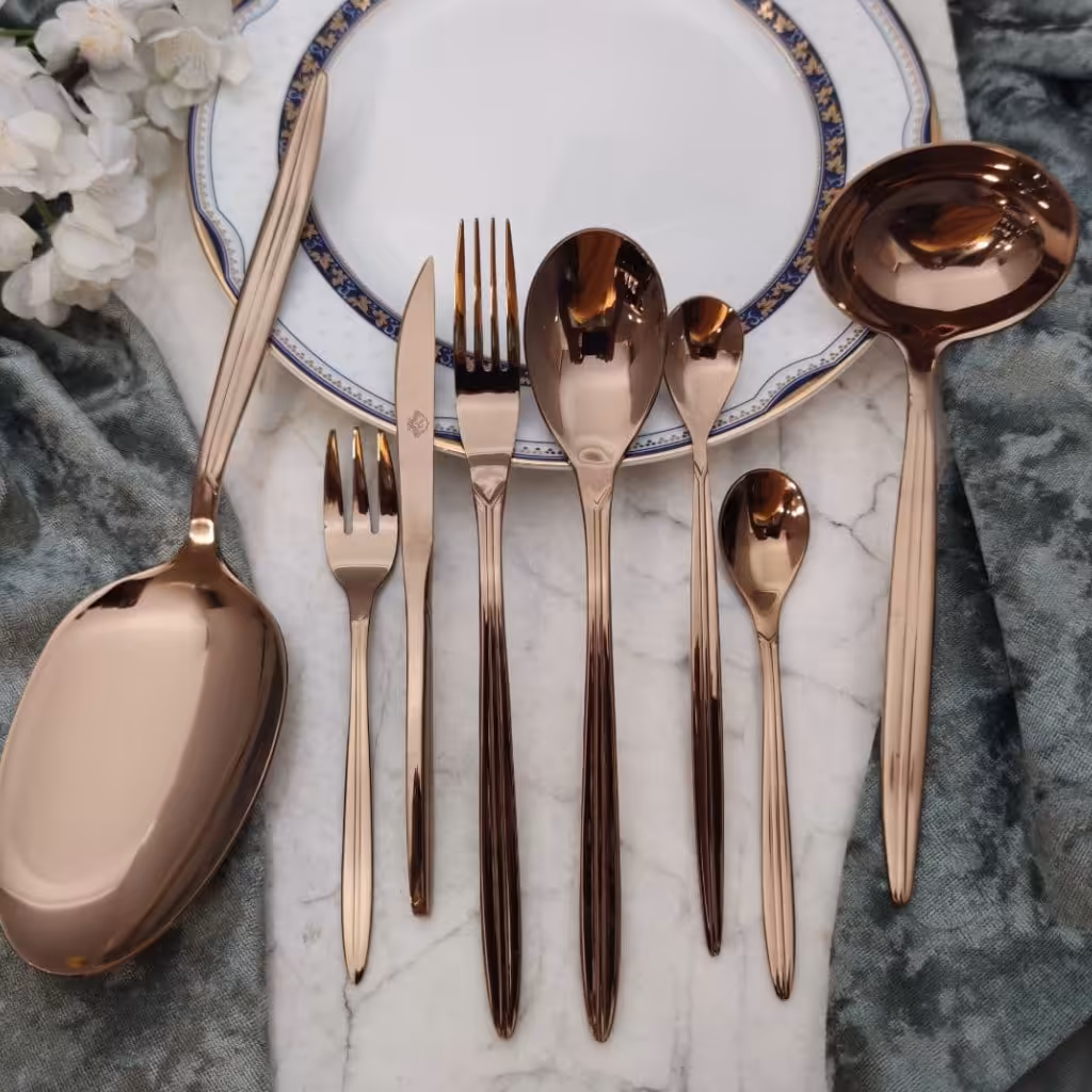 سرویس قاشق وچنگال رزگلد 12 نفره پالرمو کد 707m