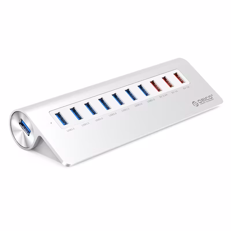 هاب یو اس بی و شارژر 10 پورت اوریکو همراه آداپتور ام 3 اچ 73