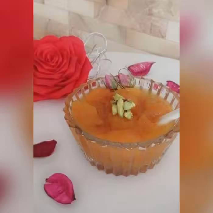 مربای هلو نیم کیلویی خانگی و بدون افزودنی