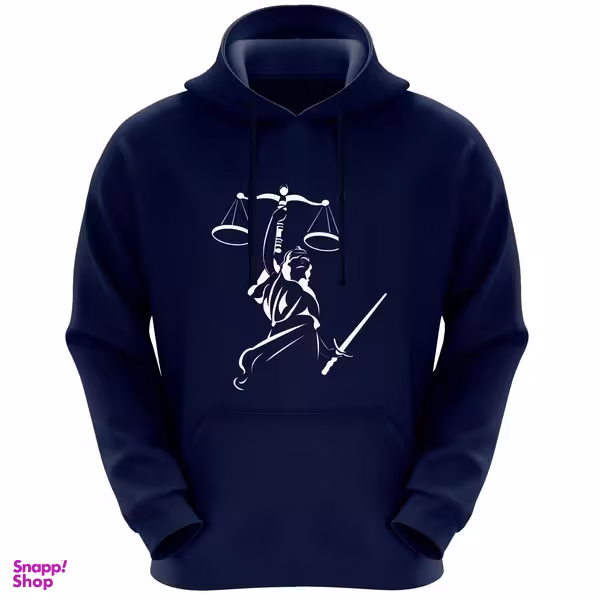 هودی زنانه طرح عدالت کد F196 رنگ سرمه ای