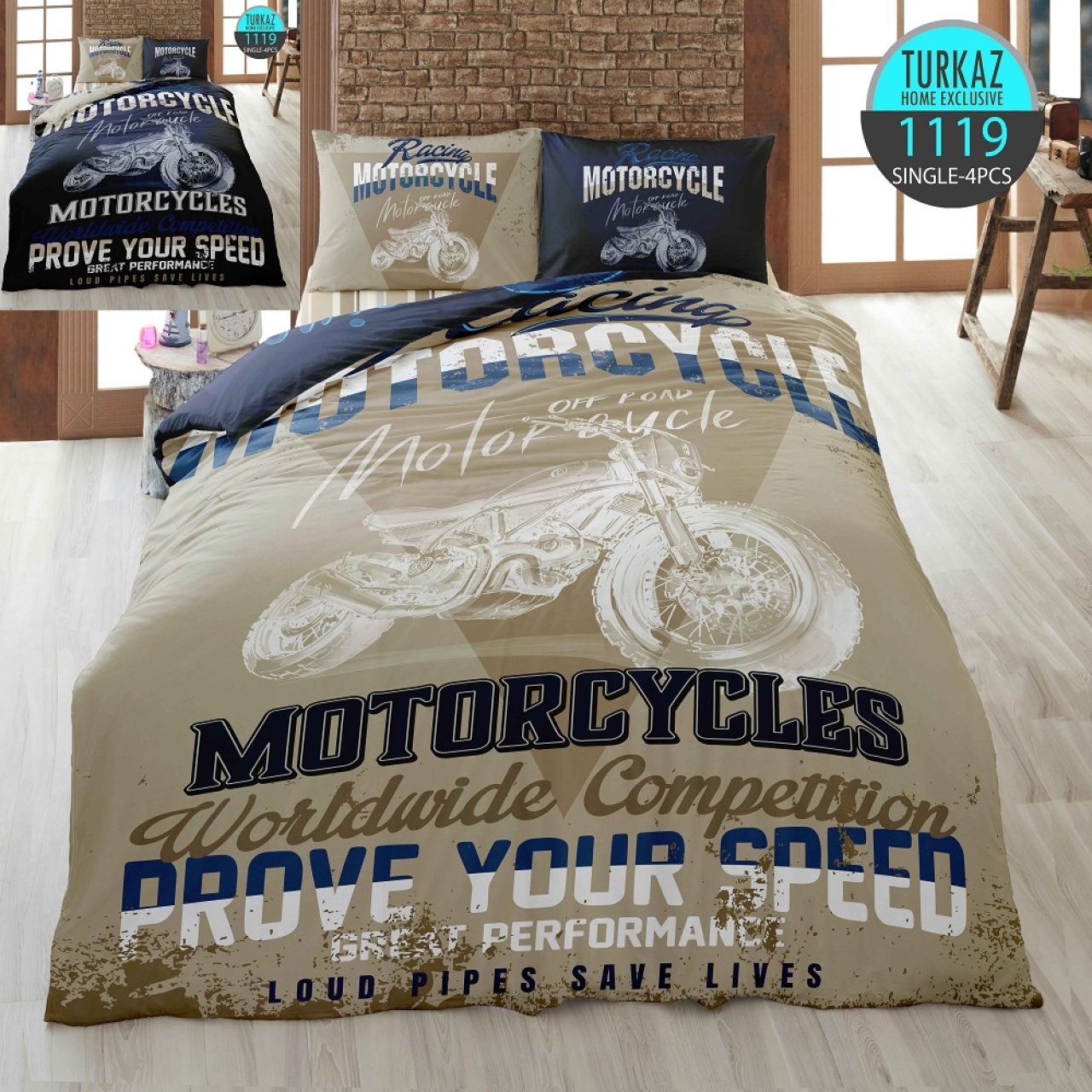 ست روتختی ترک آز کد 1119 تکنفره 4 تکه