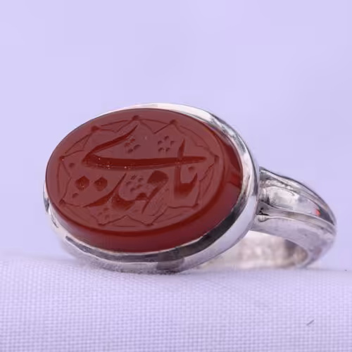 انگشتر عقیق اصل دستساز یا مهدی ( انگشتر نقره مردانه)