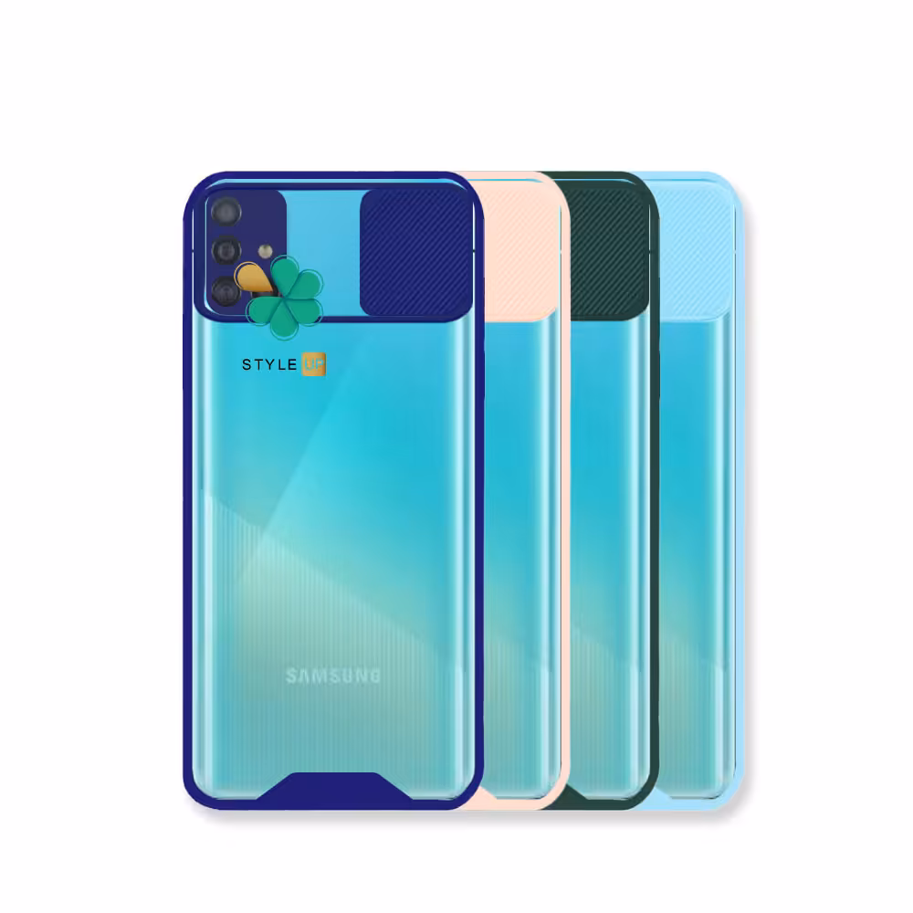 قاب گوشی سامسونگ Samsung A71 مدل پشت شفاف محافظ لنزدار کشویی