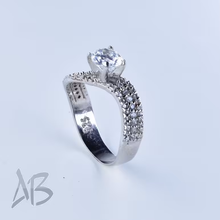 انگشتر نقره زنانه نگین دار کد 595 سولیتر عیار 925 آقابزرگ