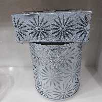 ست سطل و جا دستمالی ریور  طرح گل نقره ای اکلیلی