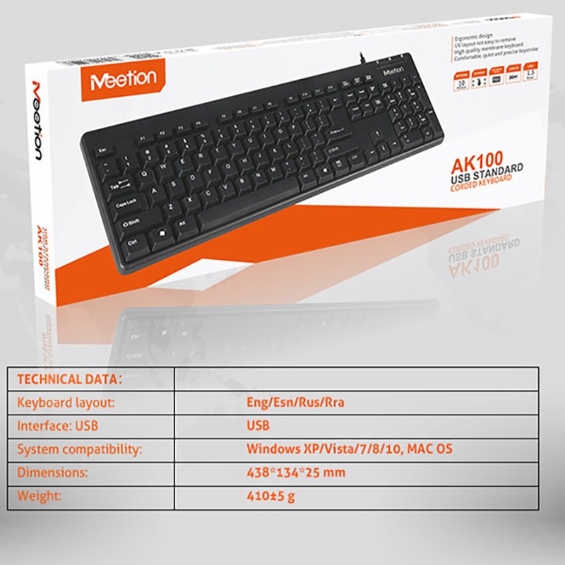 کیبورد میشن مدل AK100-Meetion-USB
