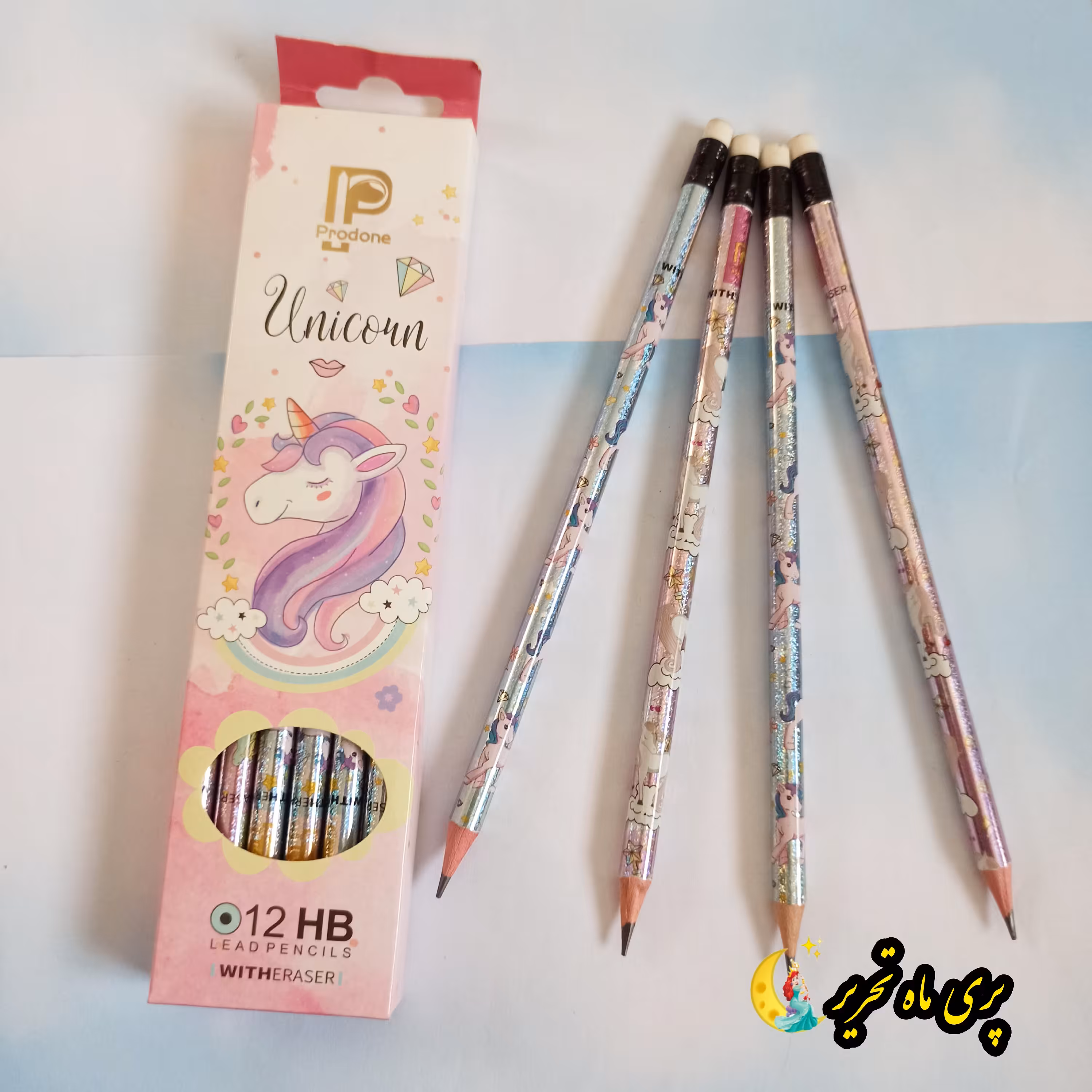 مداد یونیکورن. مشکی. پاکن دار. تمام چوب. مغزی نرم و مشکی