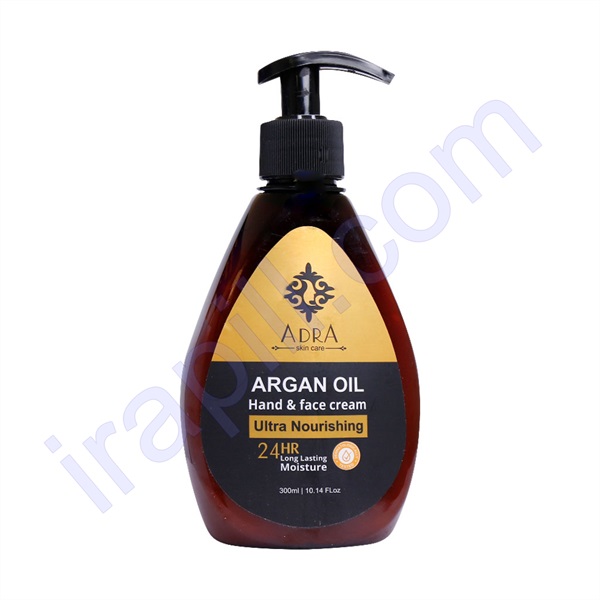 کرم پمپی مرطوب کننده دست و صورت آدرا حاوی روغن آرگان 300 میلی لیتر