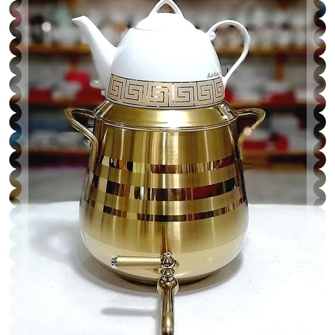 کتری و قوی شیردار استیل طلایی